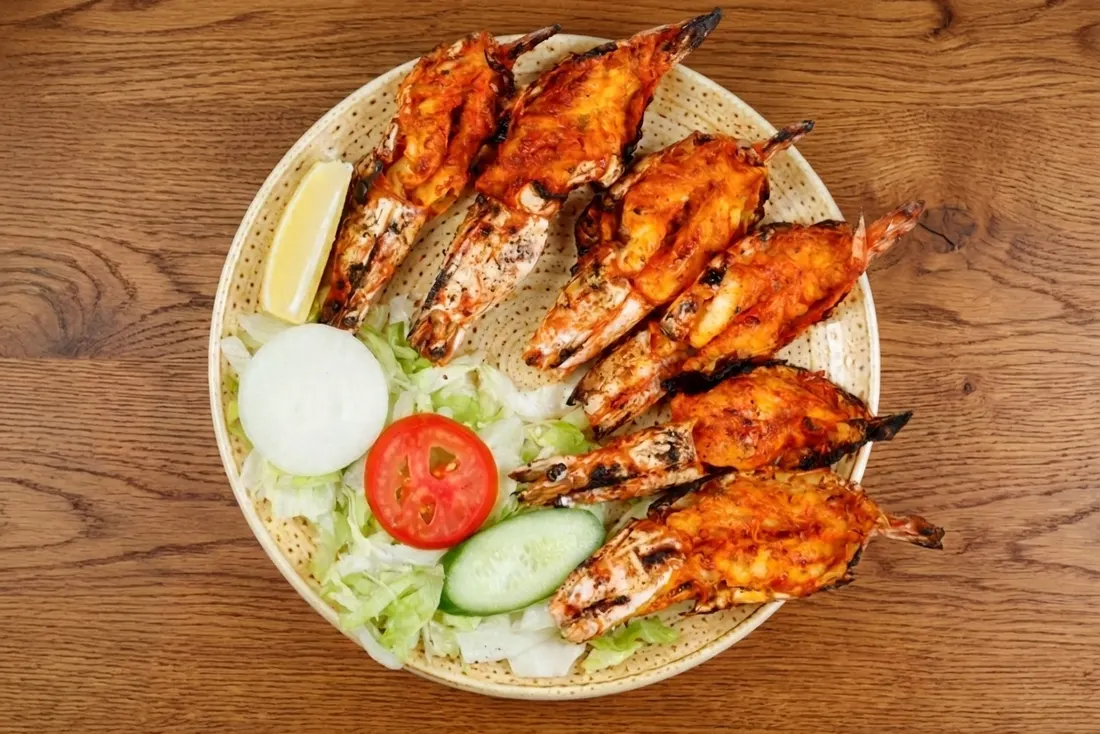 Prawns on the charcoal grill